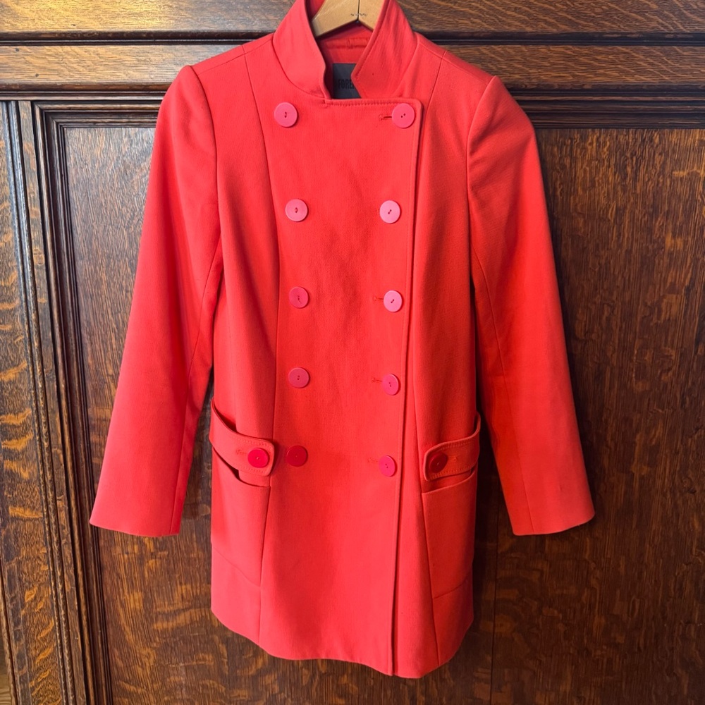 Stunning Deep Coral Forenza Double-Breasted Coat, size XS - Picture 2 of 8